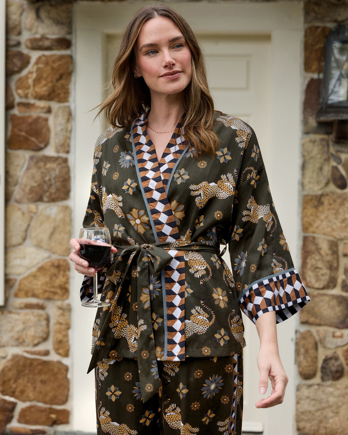Bagheera Kaleidoscope - Tall Eco Satin Wrap Set - Olive