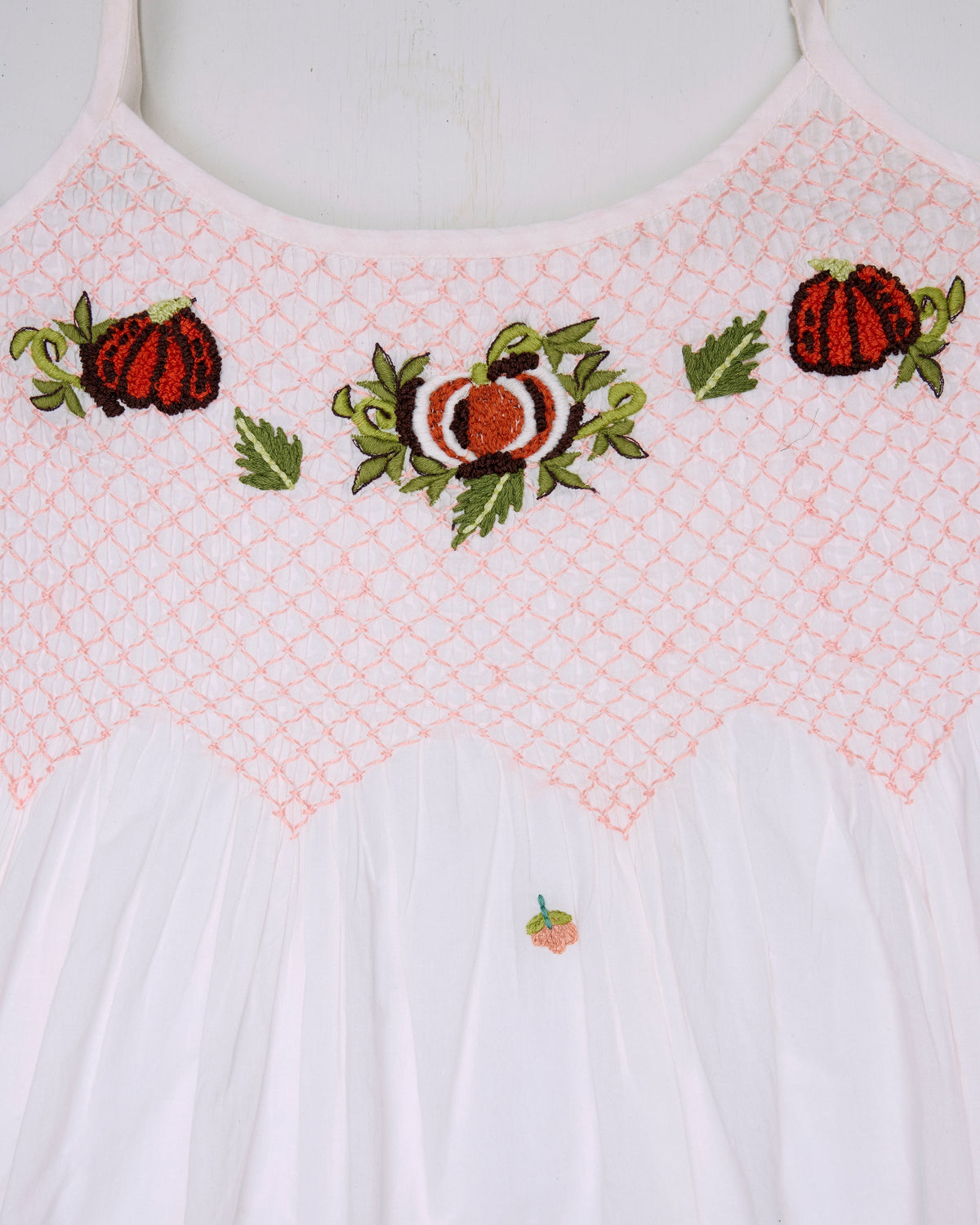 Embroidered Pumpkins Nightie - Natural