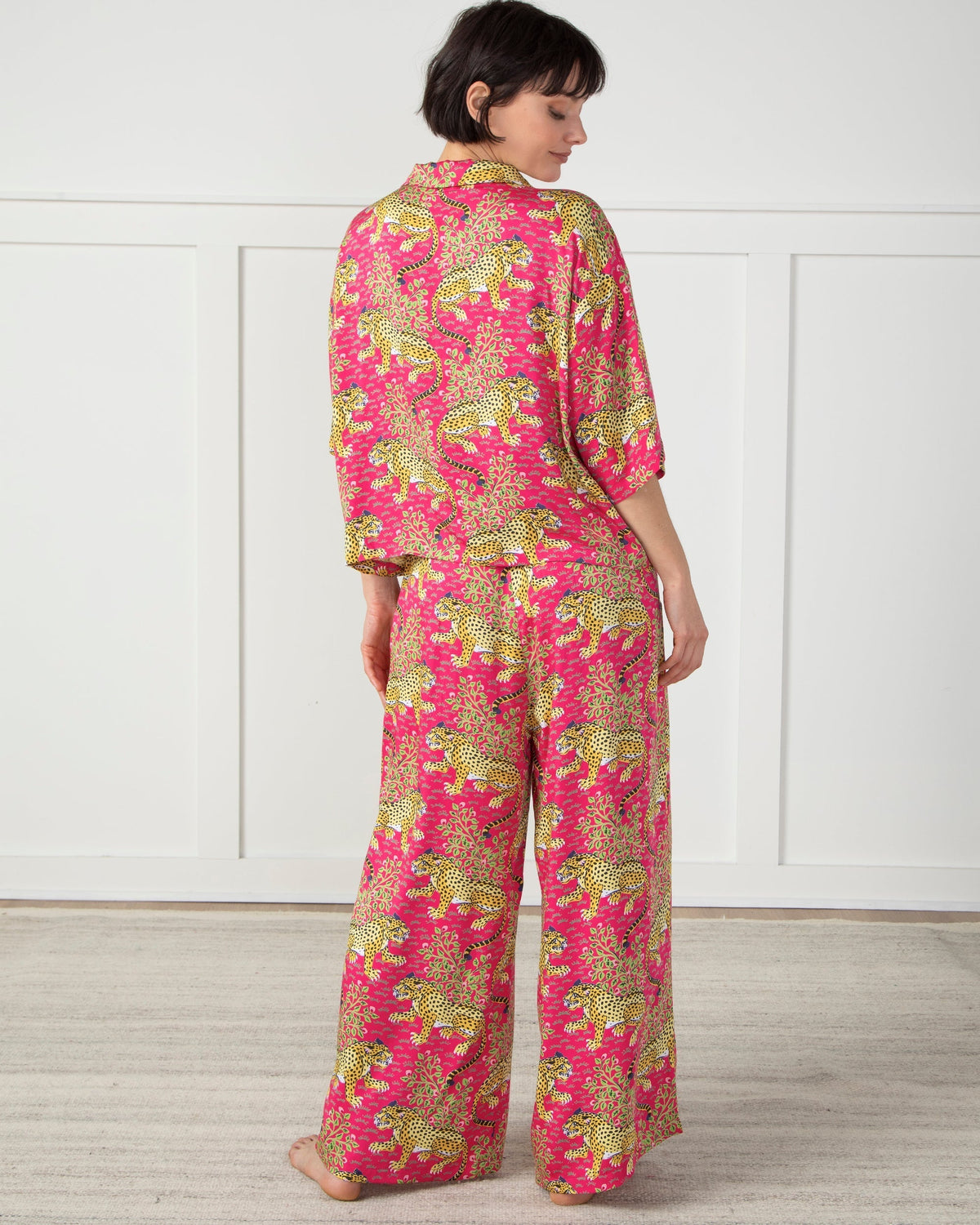 Bagheera 3/4 Sleeve PJ set  - Hot Pink