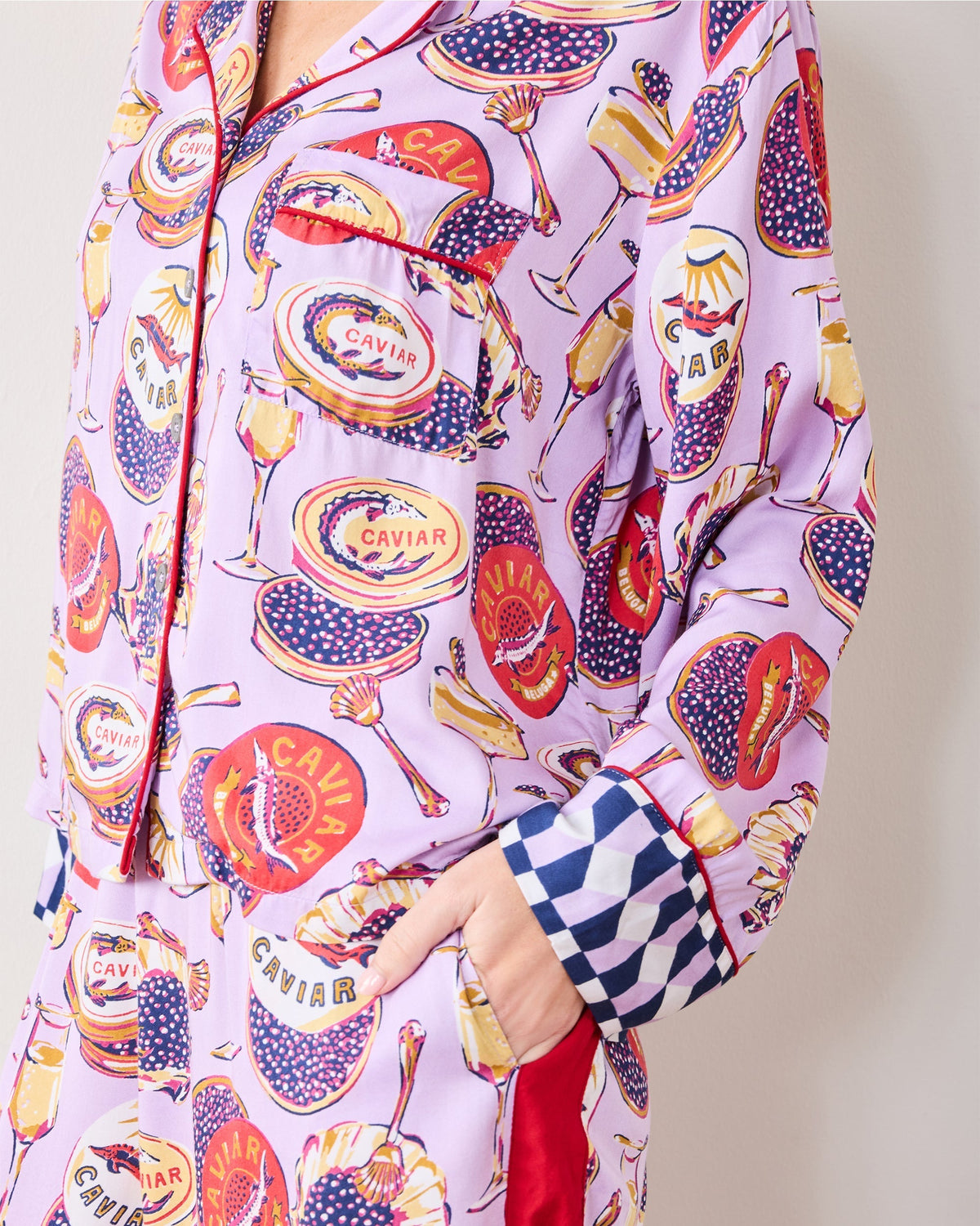 Champagne & Caviar - Checkered PJ Set - Lavender Spritz