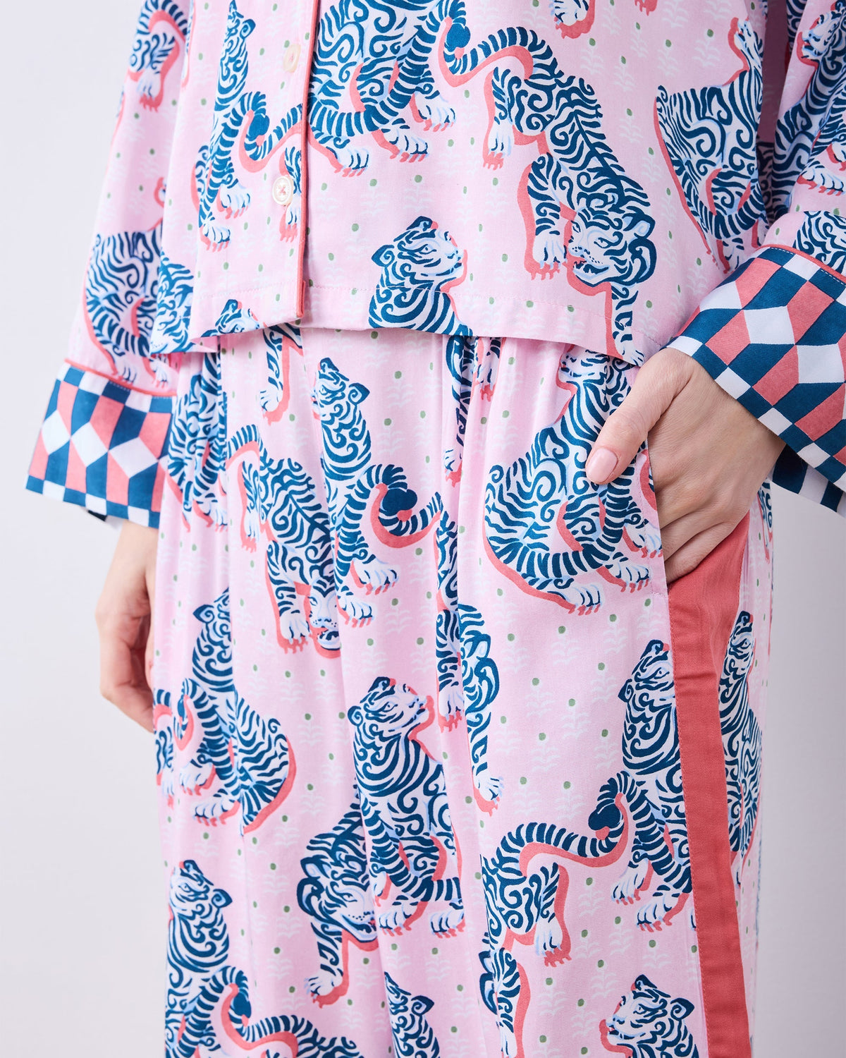 Tiger Queen - Checkered PJ Set - Blush & Bashful