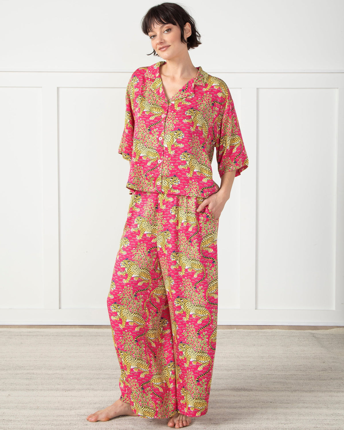 Bagheera 3/4 Sleeve PJ set  - Hot Pink