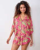 Bagheera 3/4 Sleeve Shorts Set - Hot Pink