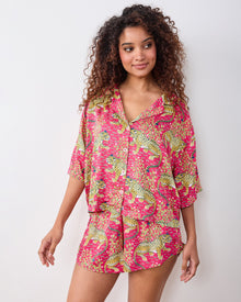 Bagheera 3/4 Sleeve Shorts Set - Hot Pink