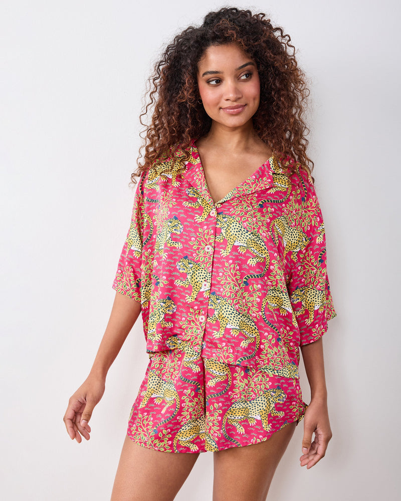 Bagheera 3/4 Sleeve Shorts Set - Hot Pink