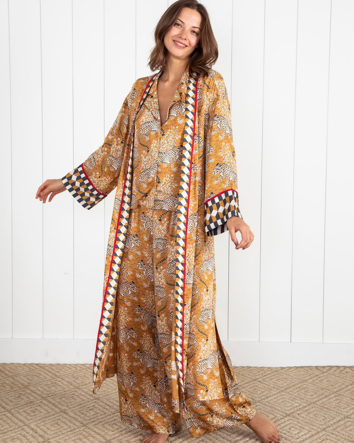 Bagheera Checkered Robe - Tobacco