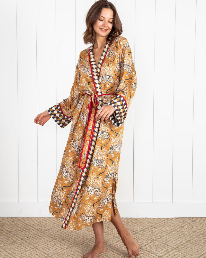 Bagheera Checkered Robe - Tobacco