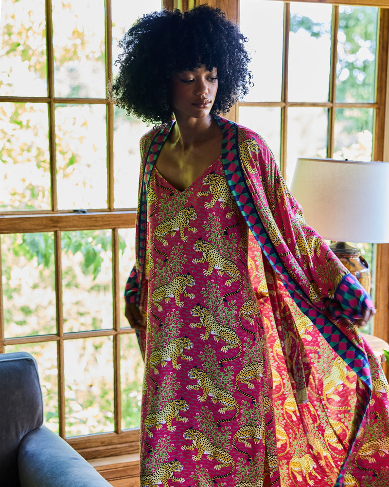 Bagheera Checkered Robe - Hot Pink
