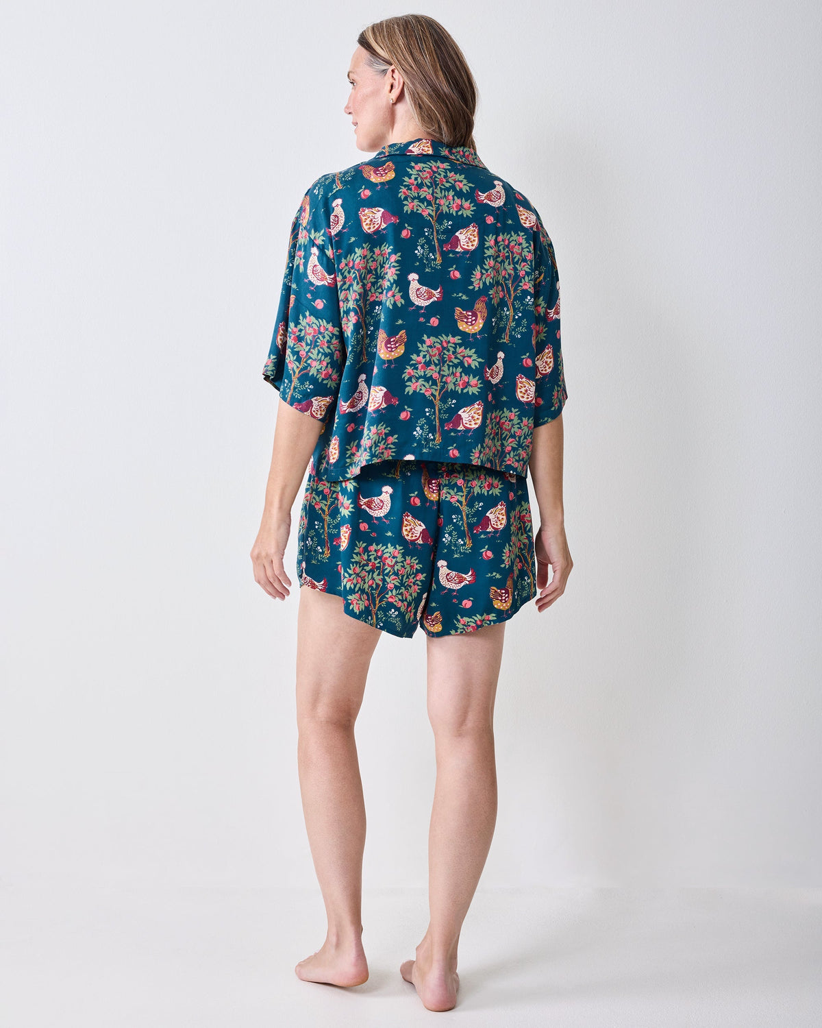 Hen House 3/4 Sleeve Shorts Set - Navy