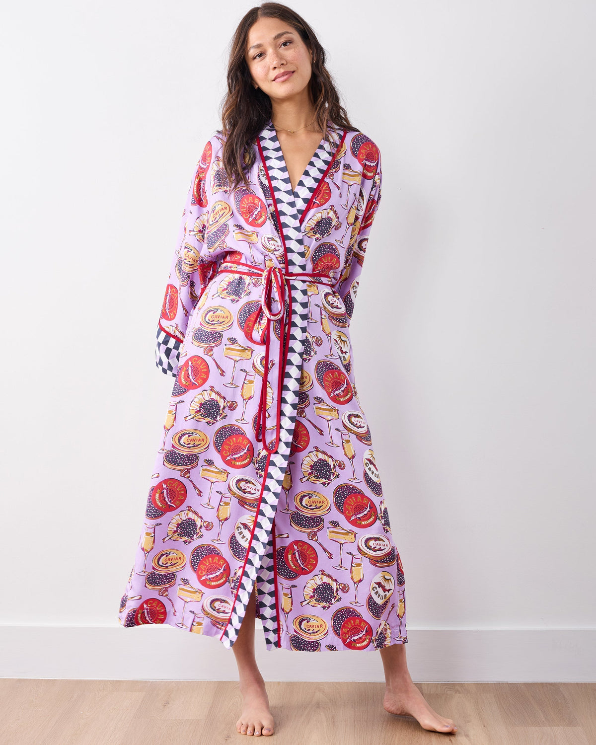 Champagne & Caviar Checkered Robe - Lavender Spritz