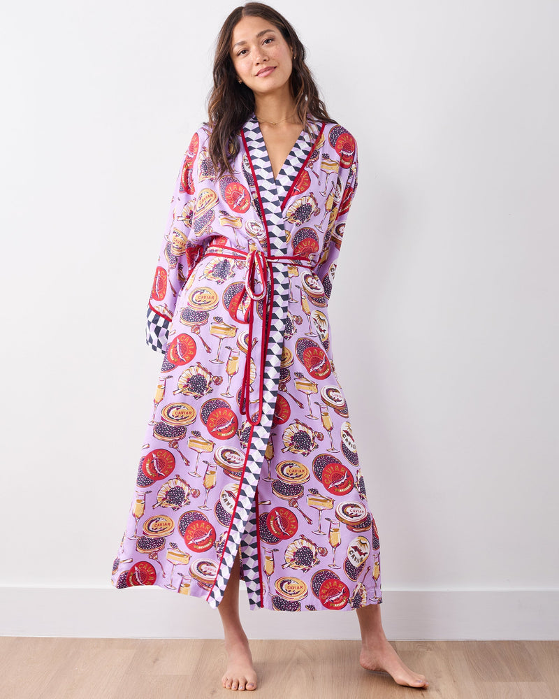 Champagne & Caviar Checkered Robe - Lavender Spritz