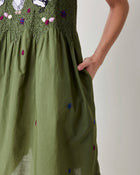 Chickens & Roosters Embroidered Shortie - Olive