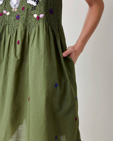 Chickens & Roosters Embroidered Shortie - Olive
