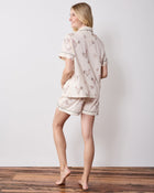 Embroidered Hens Shorts Set - Buff