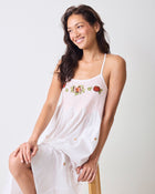 Embroidered Pumpkins Nightie - Natural