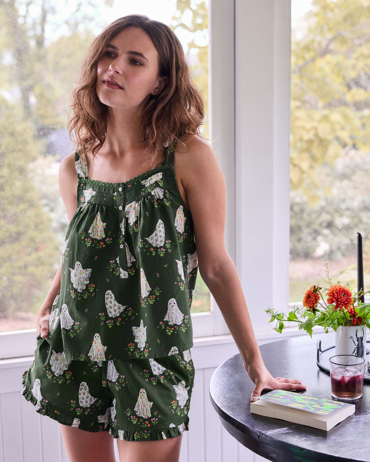 Gardening Ghosts Back to Bed Shorts Set - Overgrown Moss