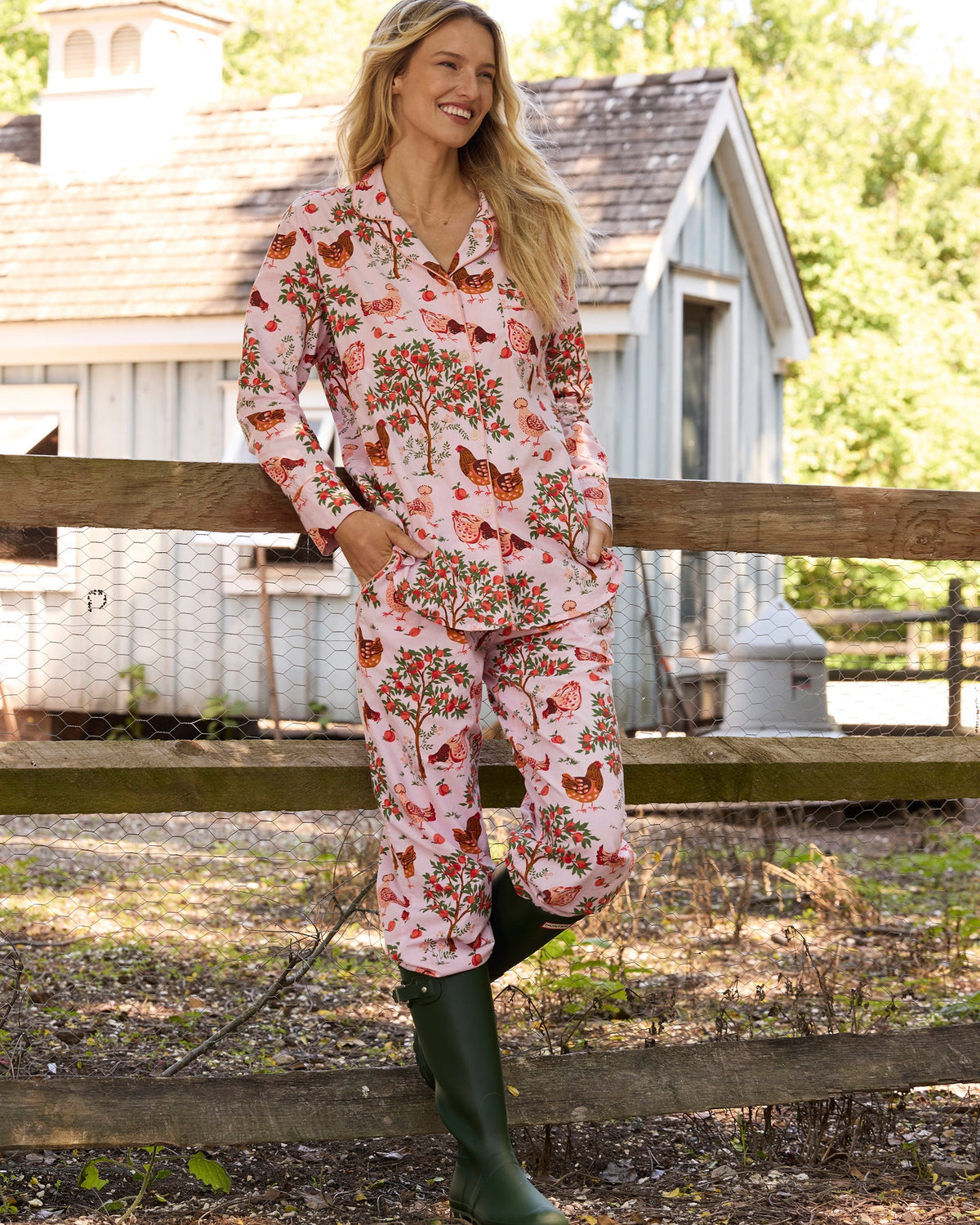 Hen House PJ Set - Ballet Pink