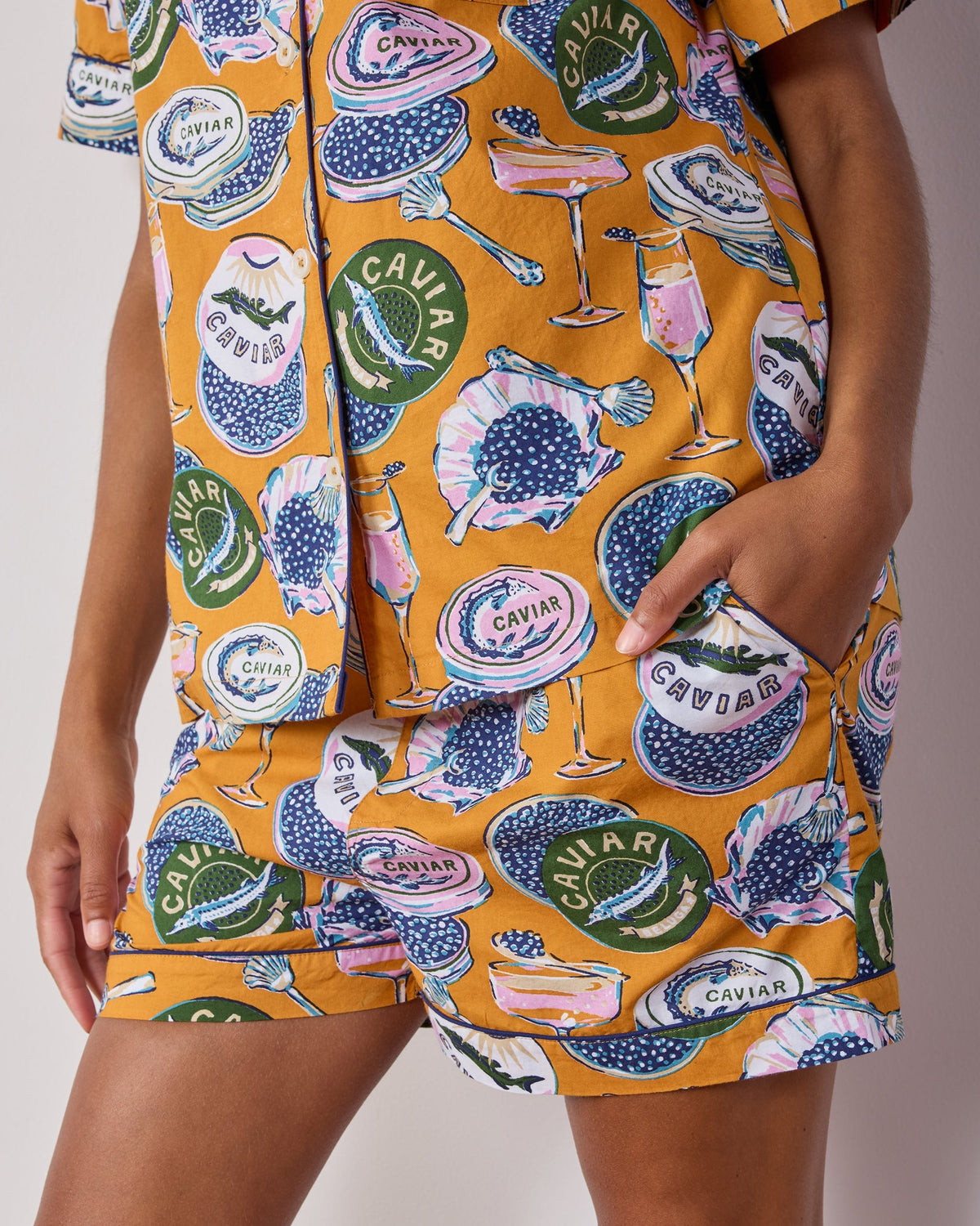 Champagne & Caviar Shorts Set - Goldenrod