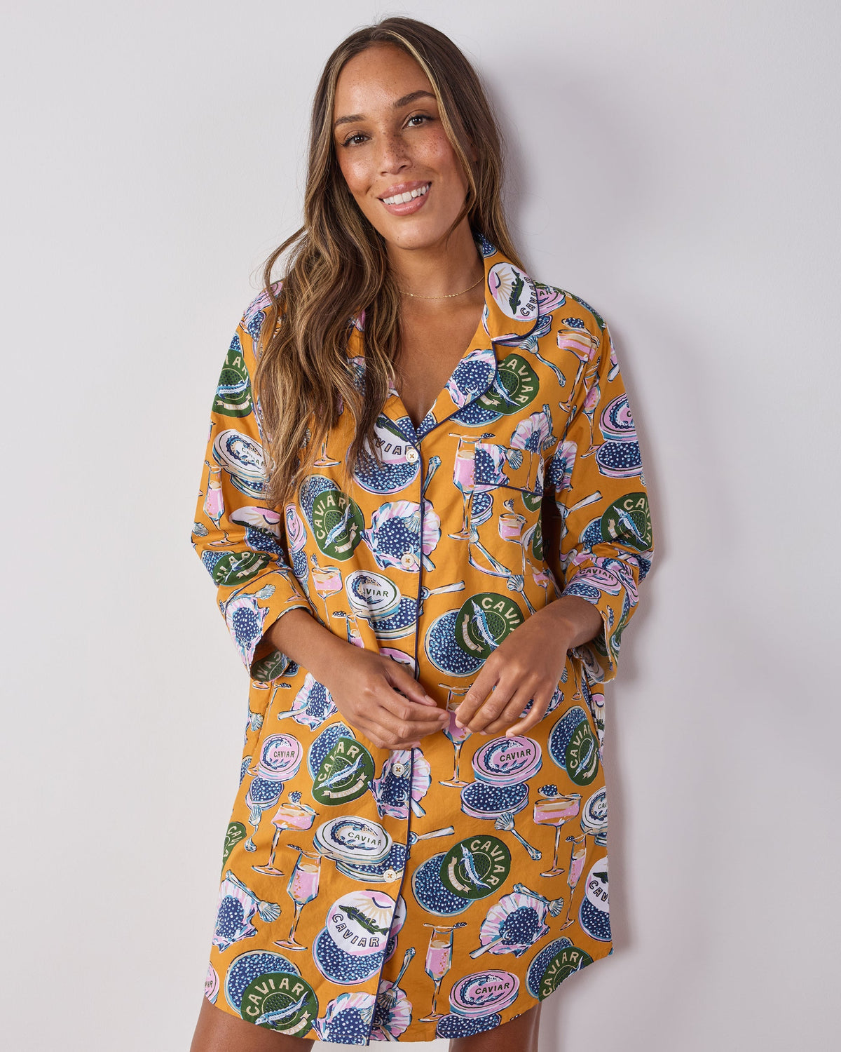 Champagne & Caviar Sleep Shirt - Goldenrod