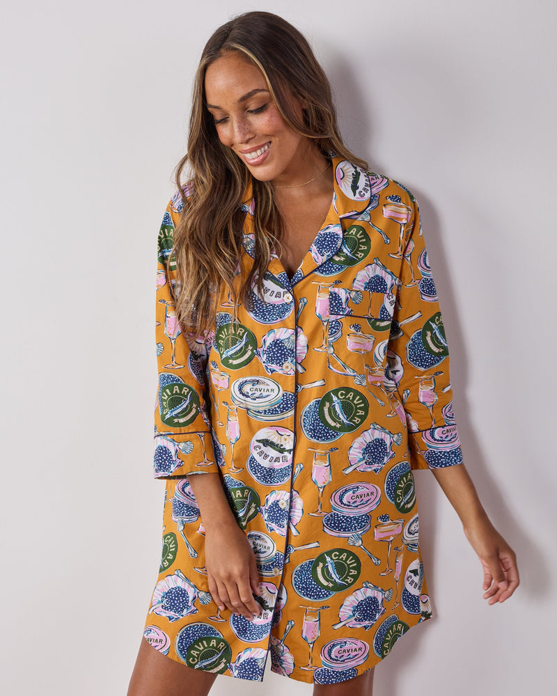 Champagne & Caviar Sleep Shirt - Goldenrod
