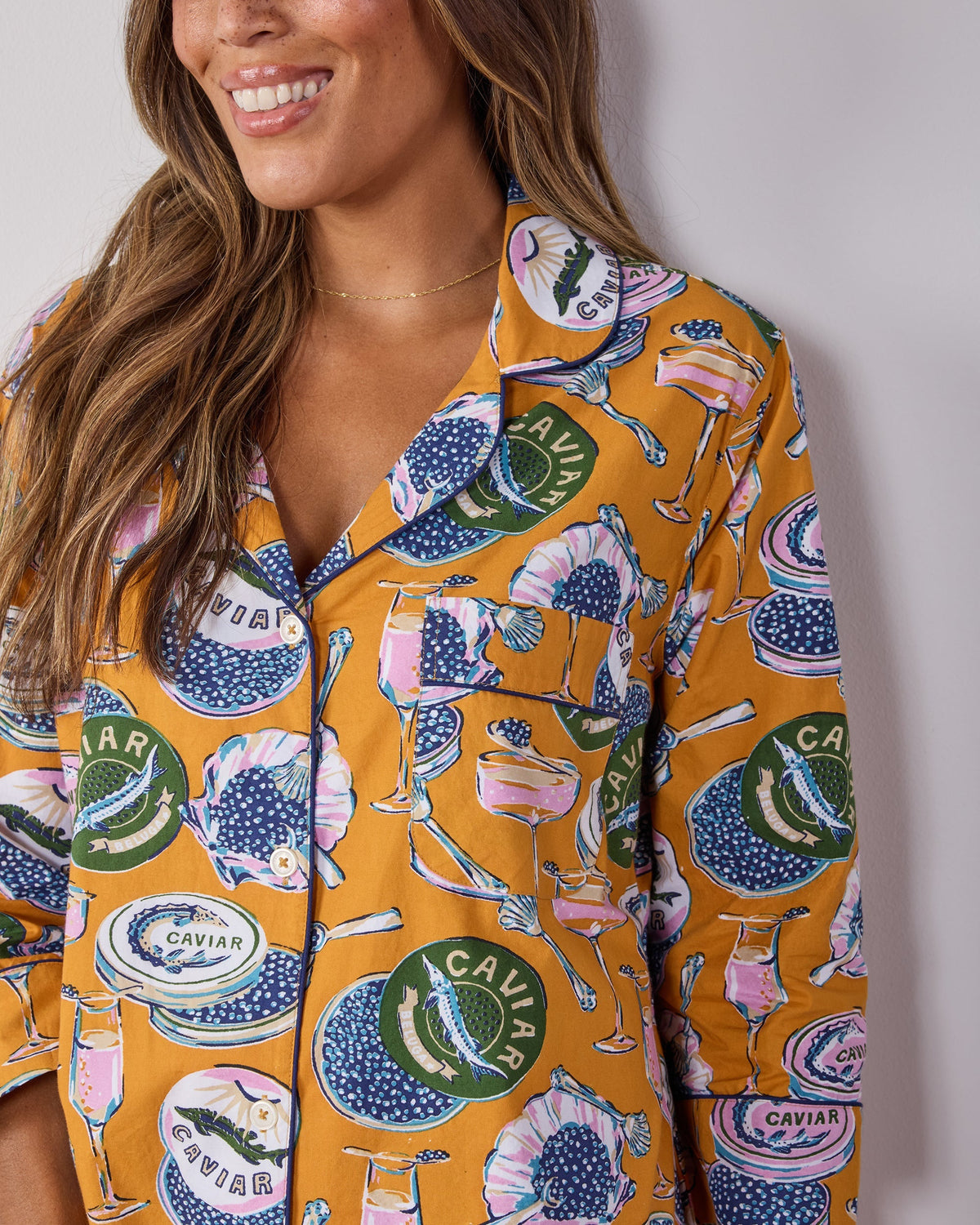 Champagne & Caviar Sleep Shirt - Goldenrod