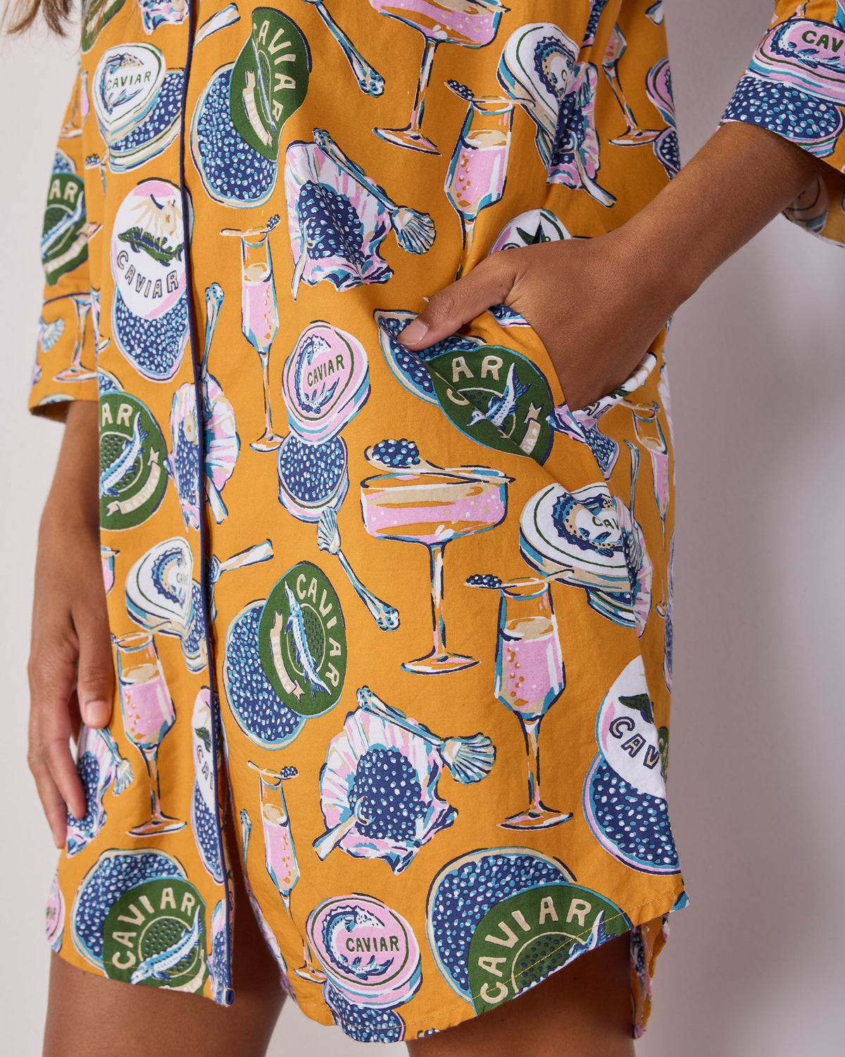 Champagne & Caviar Sleep Shirt - Goldenrod