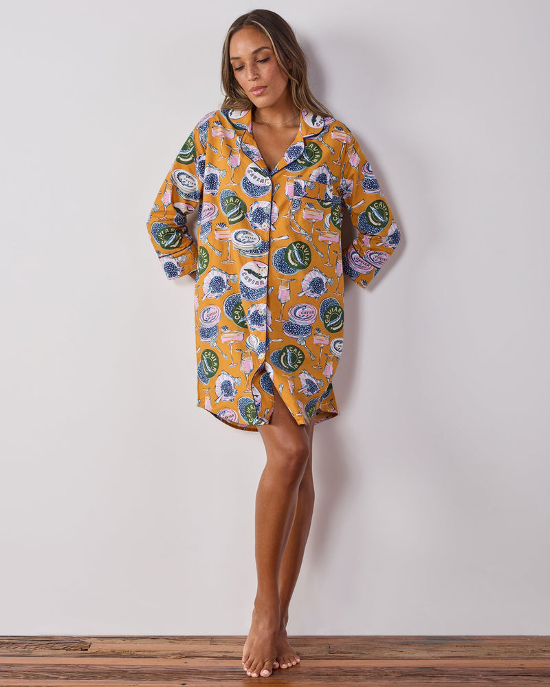 Champagne & Caviar Sleep Shirt - Goldenrod