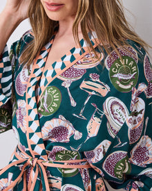 Champagne & Caviar Checkered Robe - Peacock Feather