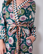 Champagne & Caviar Checkered Robe - Peacock Feather