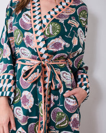 Champagne & Caviar Checkered Robe - Peacock Feather