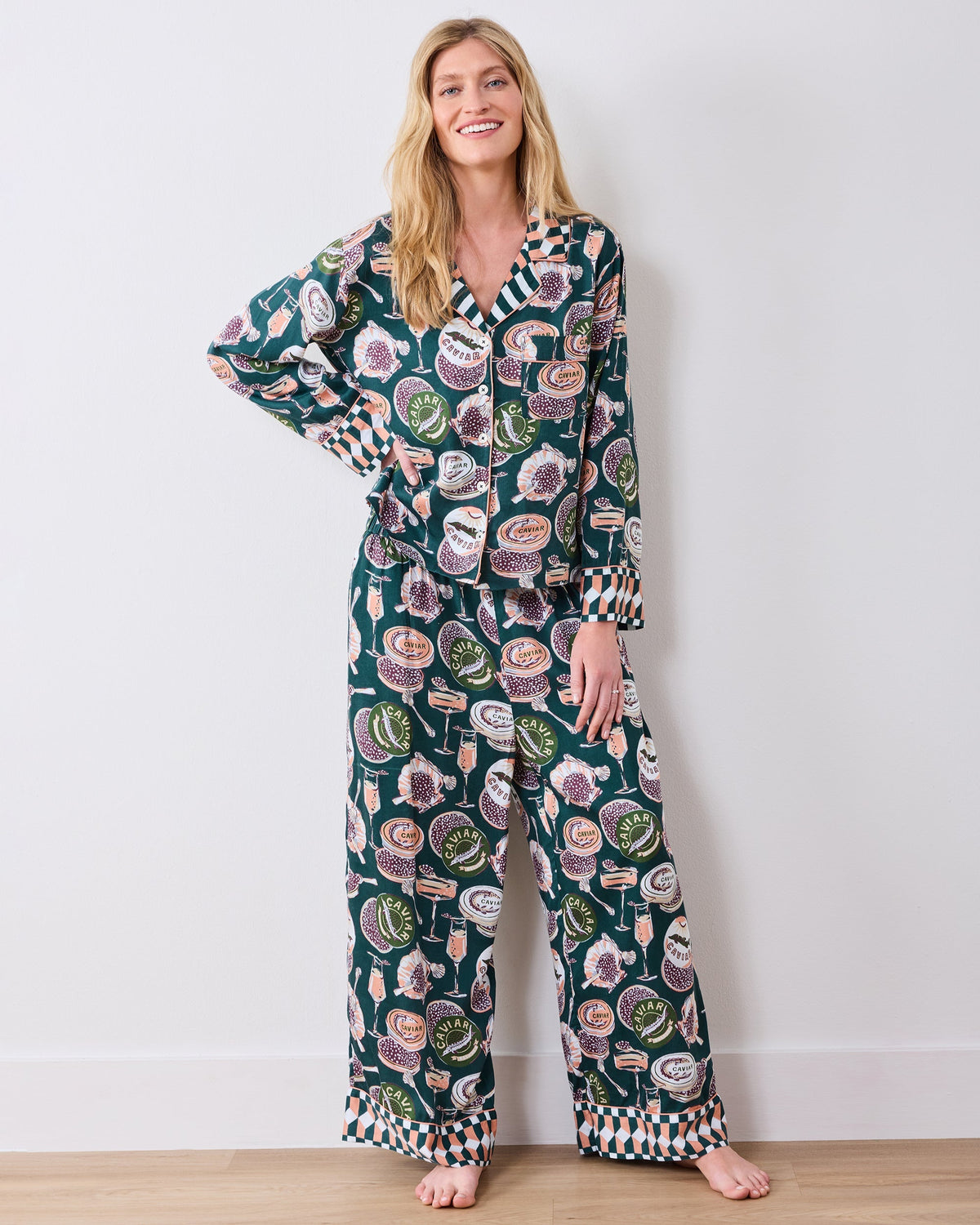 Champagne & Caviar PJ Set  - Peacock Feather