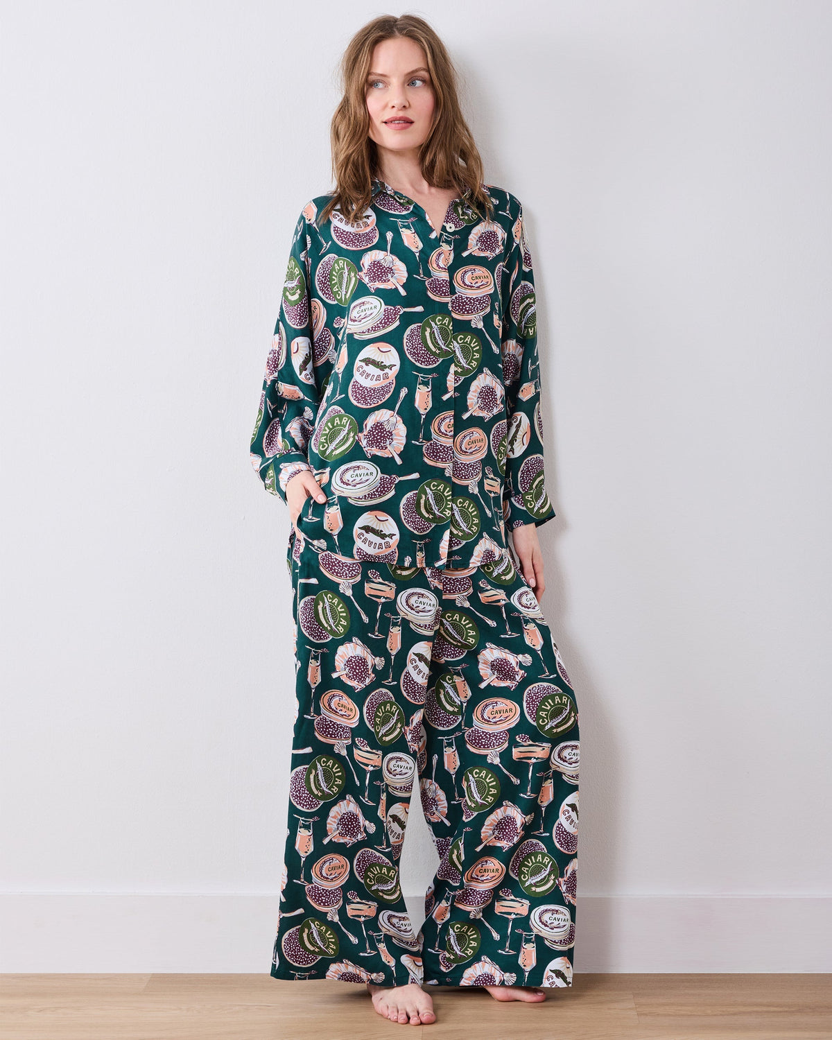 Champagne & Caviar PJ Set - Peacock Feather