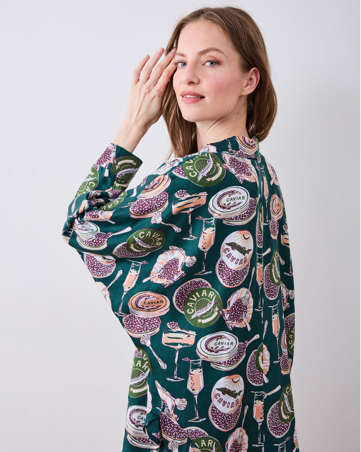 Champagne & Caviar PJ Set - Peacock Feather