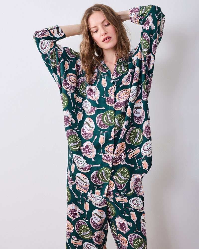 Champagne & Caviar PJ Set - Peacock Feather