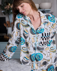 Champagne & Caviar - Checkered PJ Set - Pearl