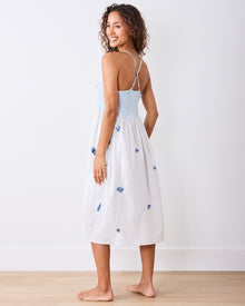 Embroidered Shells Nightie - Blue Cloud