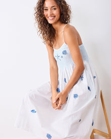 Embroidered Shells Nightie - Blue Cloud