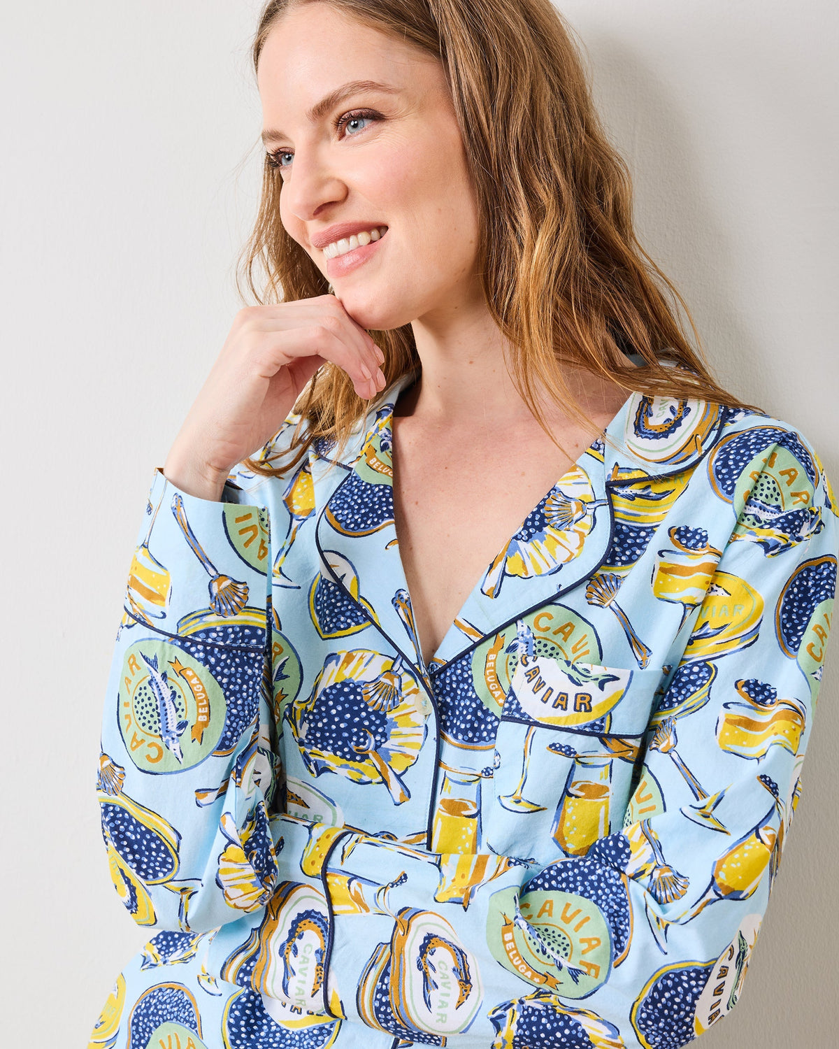 Champagne & Caviar PJ Set - Pale Blue