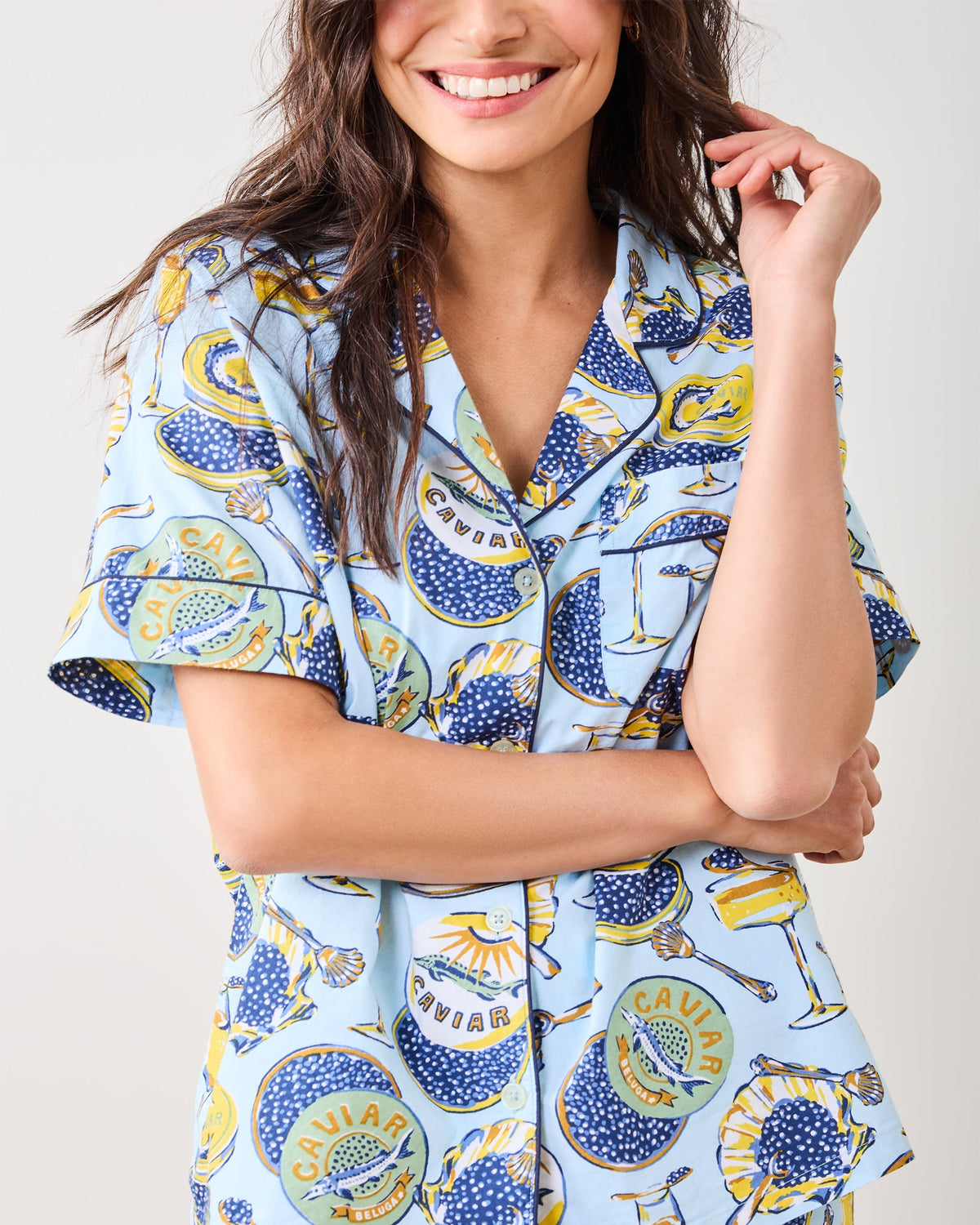 Champagne & Caviar Shorts Set - Pale Blue