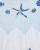 Embroidered Shells Nightie - Blue Cloud