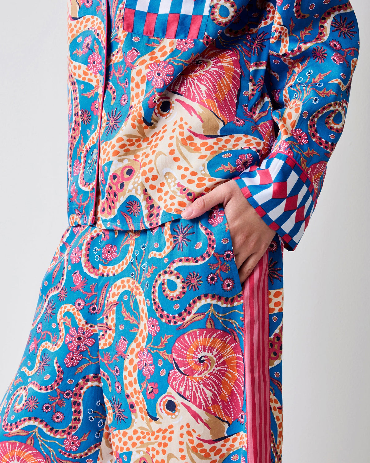 Octopus Isle - Checkered PJ Set - Periwinkle