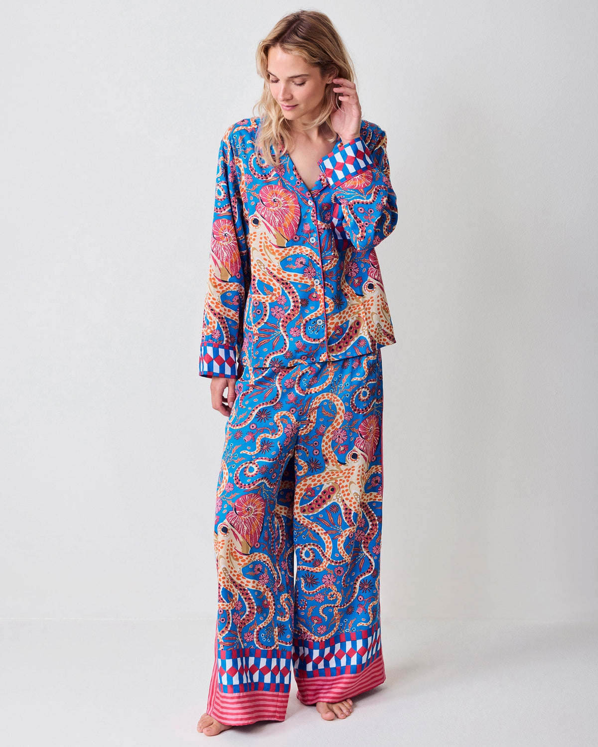 Octopus Isle - Checkered PJ Set - Periwinkle