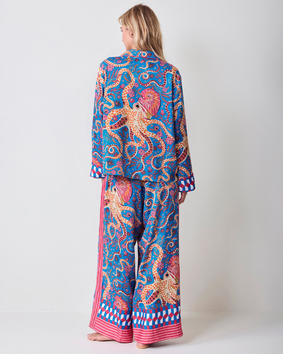 Octopus Isle - Checkered PJ Set - Periwinkle