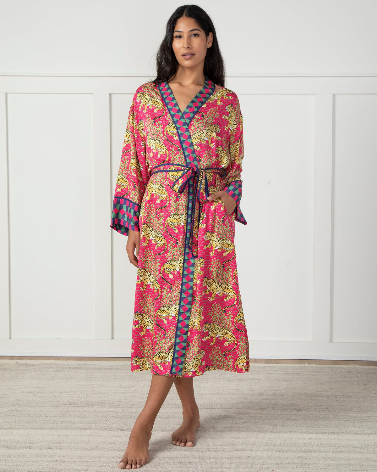 Bagheera Checkered Robe - Hot Pink