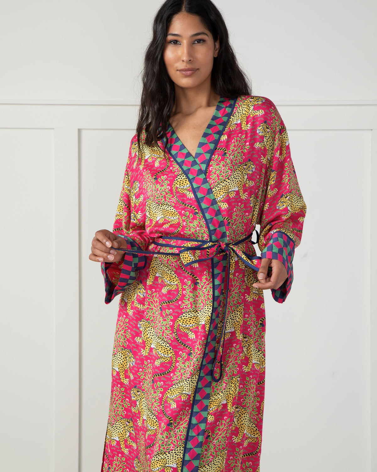 Bagheera Checkered Robe - Hot Pink