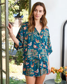 Hen House 3/4 Sleeve Shorts Set - Navy