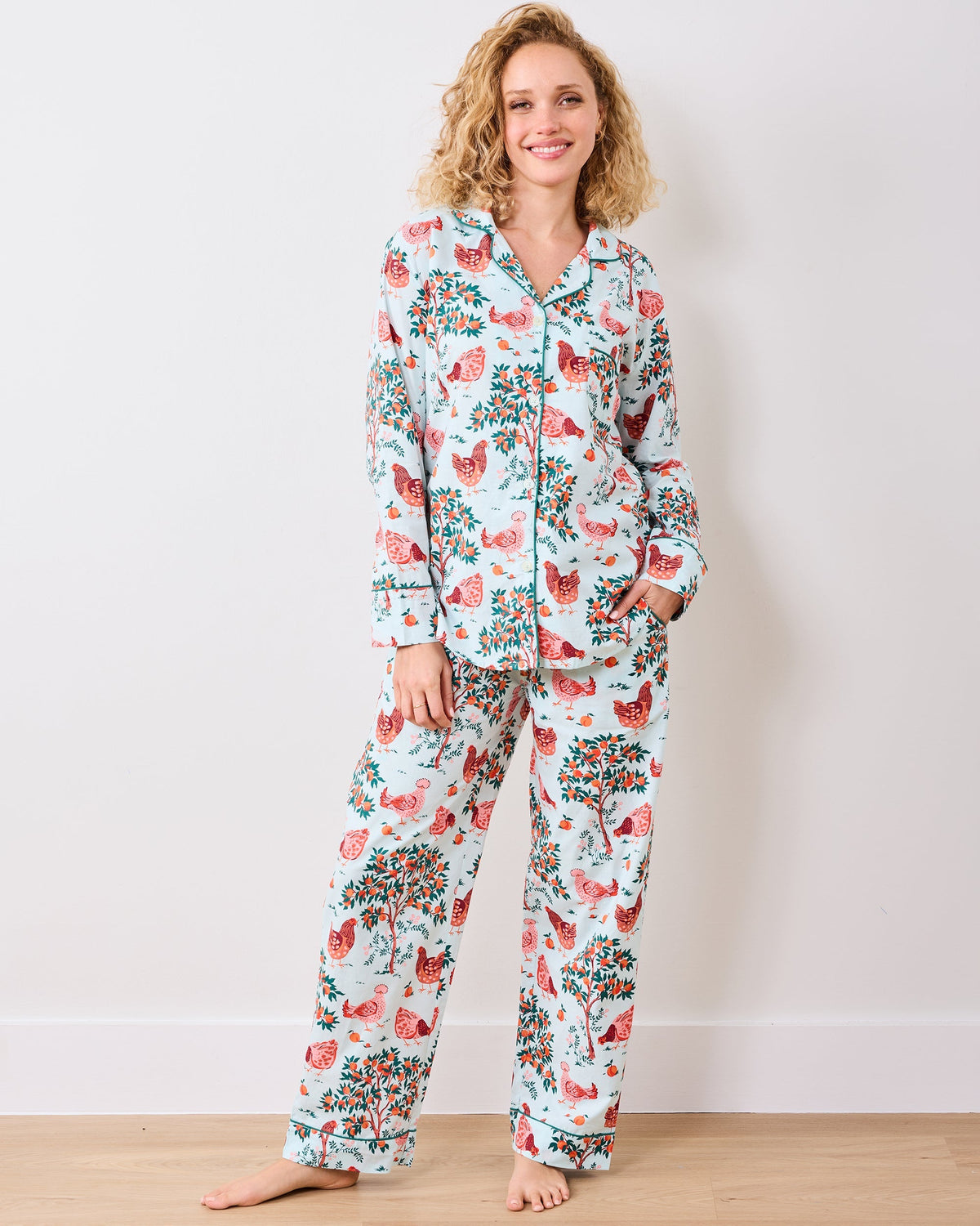 Hen House PJ Set - Soft Blue
