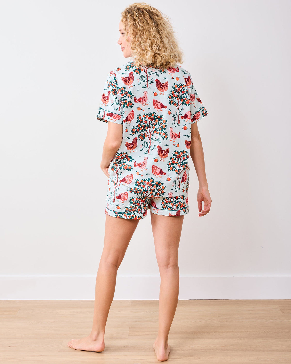 Hen House Shorts Set - Soft Blue