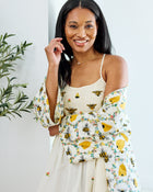 Sweet Bee Embroidered Nightie - Cream