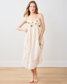Sweet Bee Embroidered Nightie - Cream
